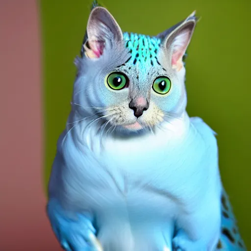 Image similar to a feline budgerigar - cat - hybrid, animal photography
