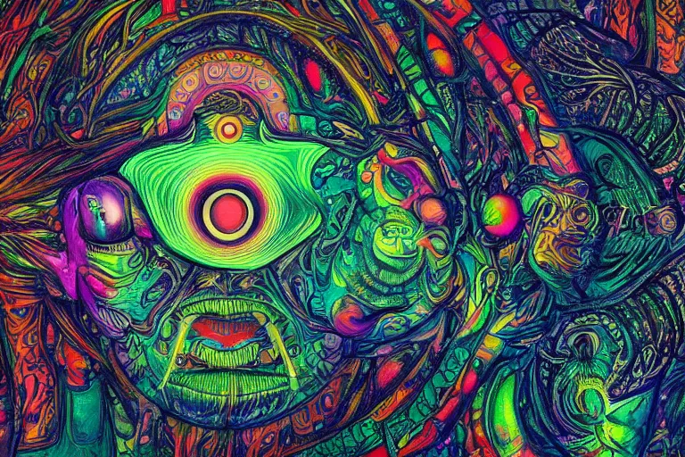 Prompt: third - eye visions, psychedelic art, artist interpretation, psychedelic interpretation, hallucinatory art, artstation hd, 4 k