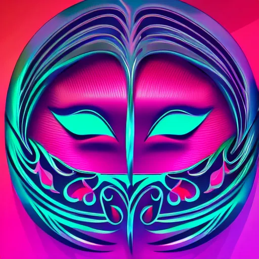 Image similar to party mask, silky texture, gradient, vector illustration, logo, aesthetic, 4 k, hd