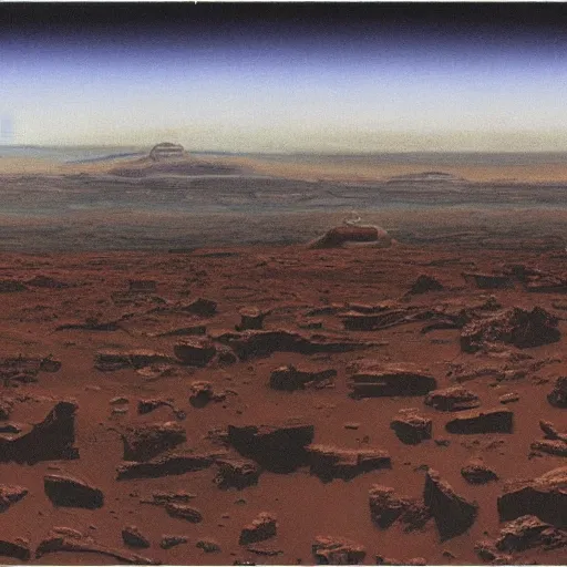 Prompt: A mars landscape by Chesley Bonestell, detailed