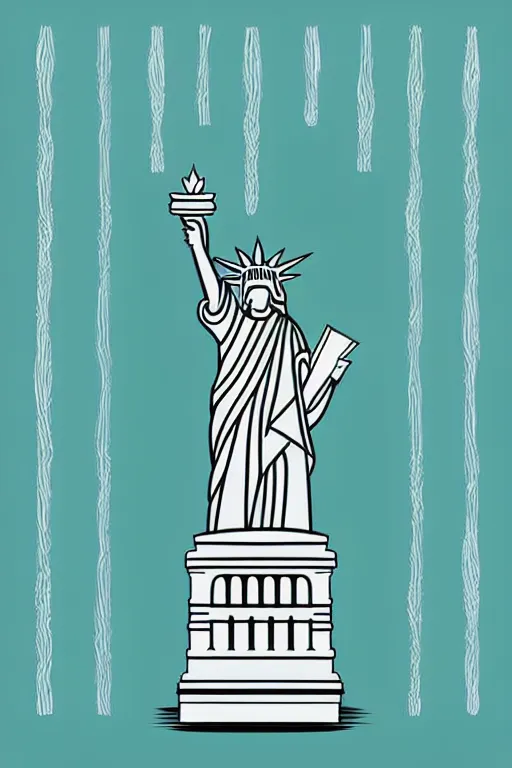 Prompt: minimalist boho style art of colorful statue of liberty, illustration, vector art