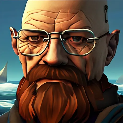 Prompt: walter white in sea of thieves, yarrr