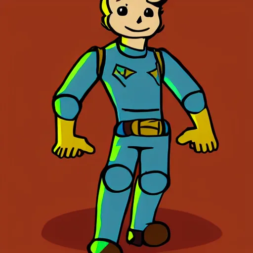 Prompt: digital art of vault boy from fallout 3 game,
