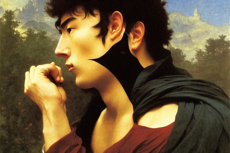 Image similar to portrait of a kamen rider, majestic, solemn, by bouguereau