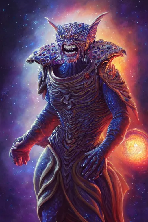 Image similar to beautiful oil painting with high detail of a wise Space ent(with Galaxy Eyes) made of stars and plasma, hybrid from dungeons and dragons and art direction by James Cameron ;by artgerm; wayne reynolds art station; cinematic quality character render; low angle; ultra high quality model; production quality cinema model