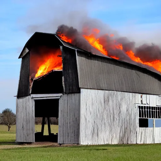 Prompt: barn on fire