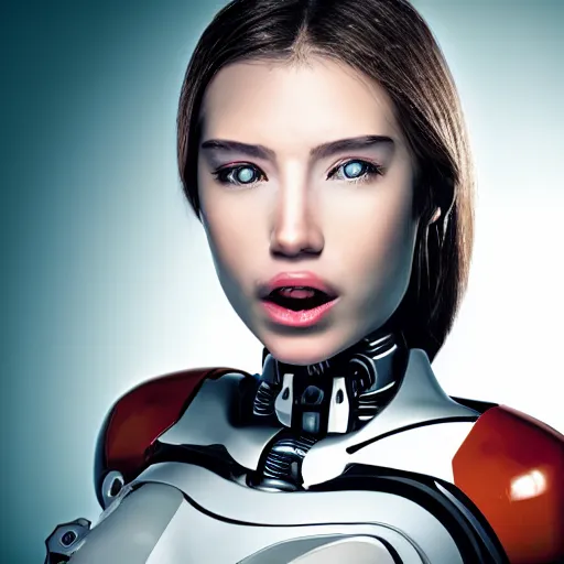 Prompt: portrait photo of a beautiful female cyborg ((((((((((open mouth))))))))))