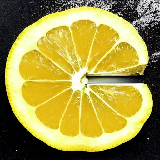 Image similar to earth being sliced in half like a lemon on a cutting board