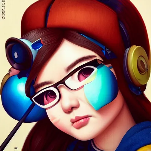 Image similar to lofi portrait of mei from overwatch, Pixar style, by Tristan Eaton Stanley Artgerm and Tom Bagshaw.