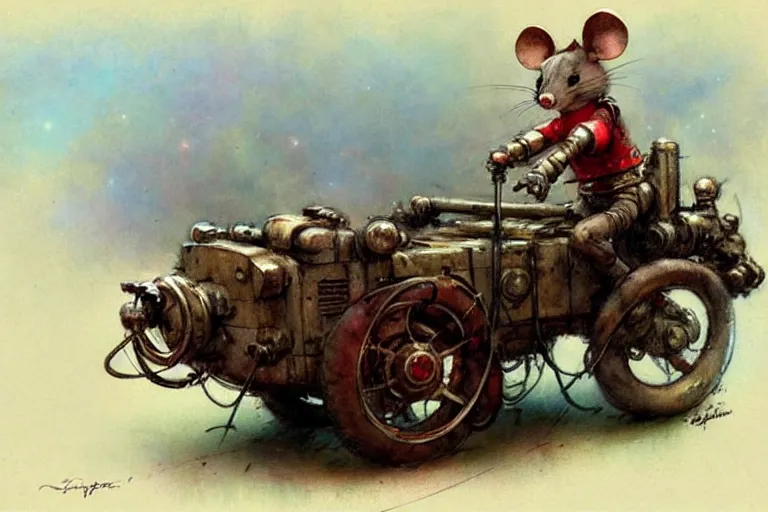 Image similar to adventurer ( ( ( ( ( 1 9 5 0 s retro future robot mouse wagon cart robot. muted colors. ) ) ) ) ) by jean baptiste monge!!!!!!!!!!!!!!!!!!!!!!!!! chrome red