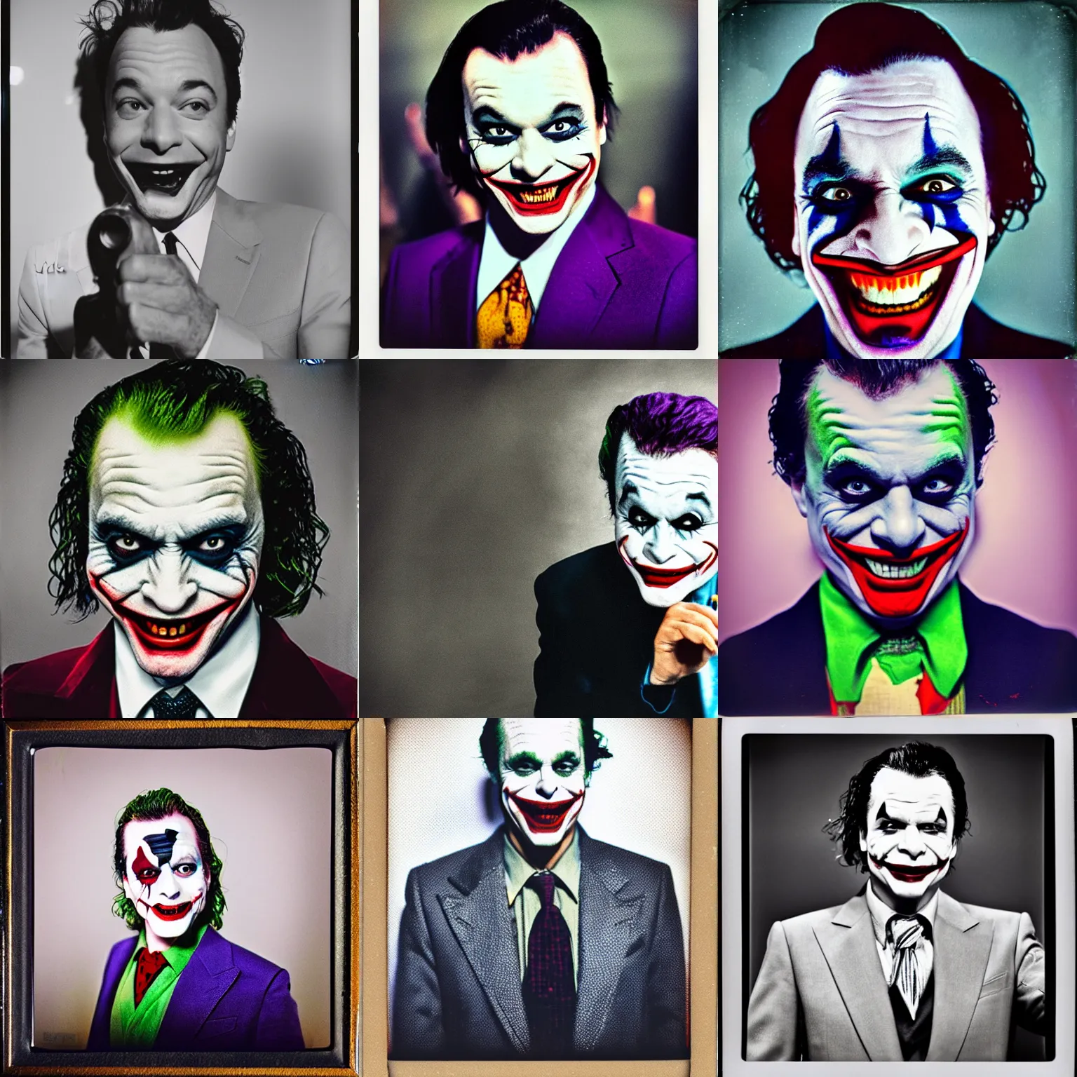 Prompt: Jimmy Fallon as the joker, polaroid photograph, 4k