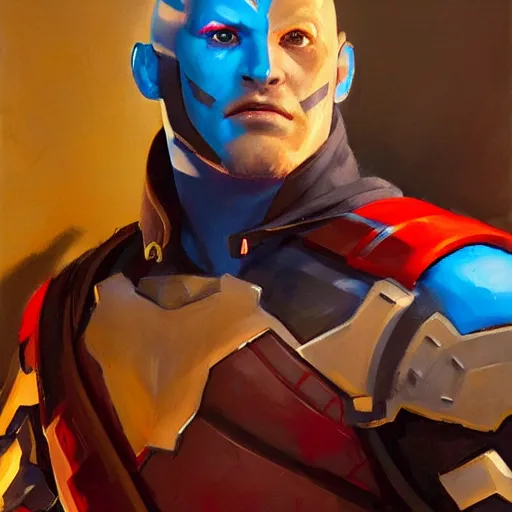 Image similar to greg manchess portrait painting of partially armored yondu udonta as overwatch character, medium shot, asymmetrical, profile picture, organic painting, sunny day, matte painting, bold shapes, hard edges, street art, trending on artstation, by huang guangjian and gil elvgren and sachin teng