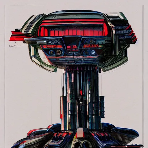 Prompt: coloured pencil of an alien scifi tech hardsurface shape form exploration, big medium small, artstation, colored marker, paper collage, syd mead, hr giger, concept art