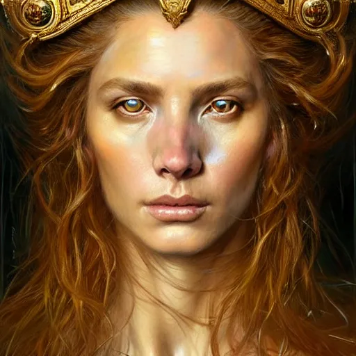 Prompt: highly detailed portrait of a majestic lioness queen in the form of a beautiful woman. d & d. art by donato giancola, alessio albi, ruan jia, martin schoeller. trending on artstation, intricate details, energetic composition, golden ratio, concept art, illustration, elegant art, global illuminaition