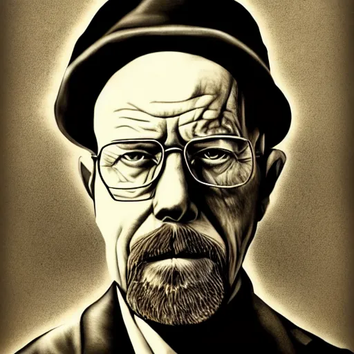 Prompt: self portrait of Heisenberg, realistic, sketch, hyperdetailed, by Anna Bregman