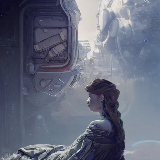 Prompt: A close up futuristic portrait on the street of Russian sleeping quarters on the moon, Norilsk, sci-fi, fantasy, intricate, very very beautiful, elegant, highly detailed, digital painting, artstation, concept art, smooth, sharp focus, illustration, art by artgerm and greg rutkowski and alphonse mucha