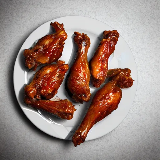 Prompt: chicken wings plate with beer on a white table, white background, photorealistic digital art