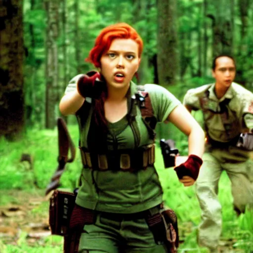 Prompt: a still of Scarlett Johansson in Battle Royale (2000)