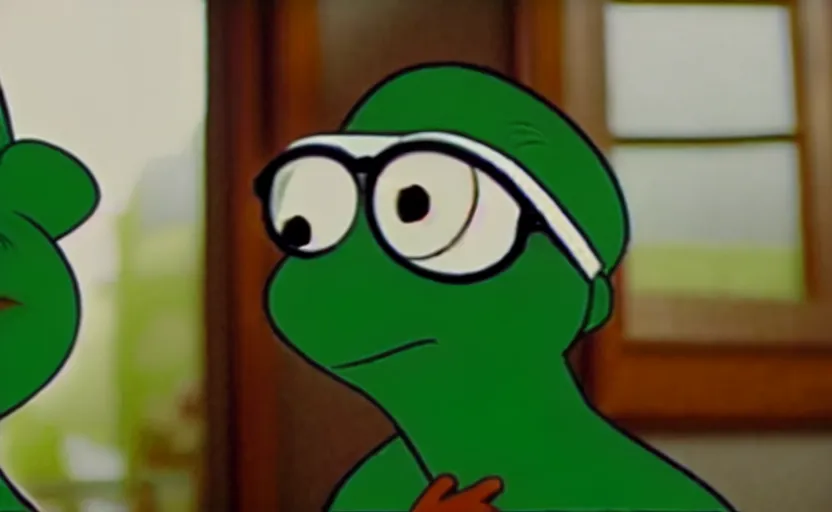 Image similar to frame from pepe detective movie