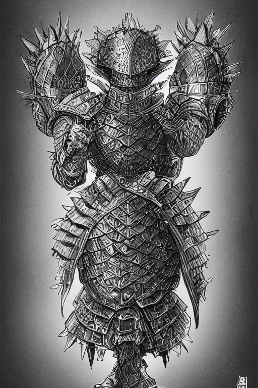 Prompt: artichoke armoured warrior, symmetrical, highly detailed, digital art, sharp focus, trending on art station, kentaro miura art style