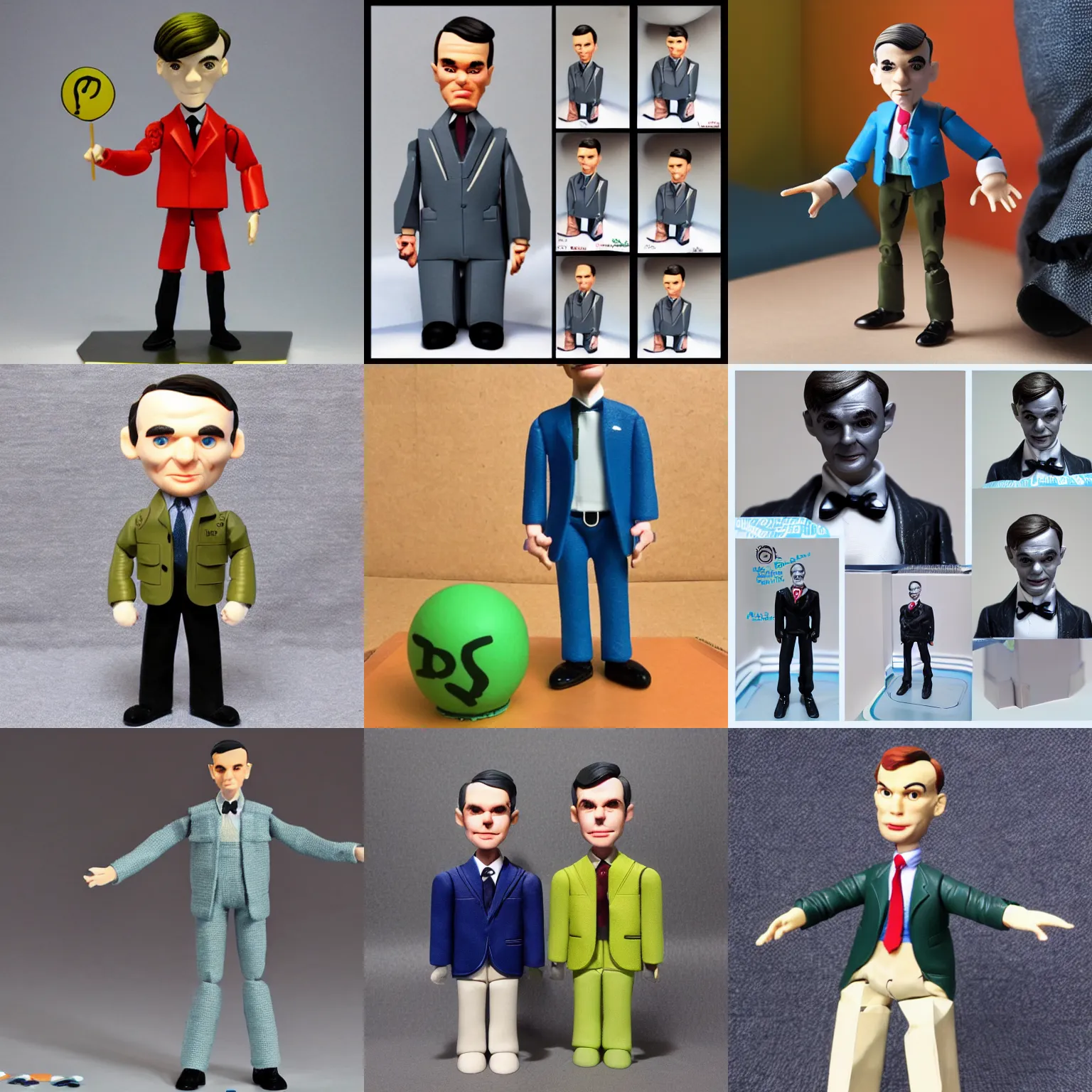 Prompt: flamboyant, individual alan turing stop motion vinyl action figure, plastic, toy, stephen bliss style