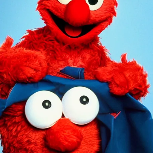 Image similar to elmo from a 1 9 9 0 s'sitcom