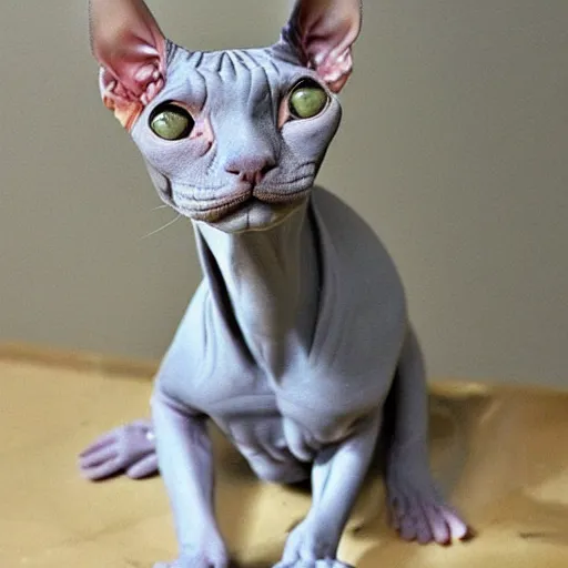 Image similar to sphynx cat using the toilet, extremely detailed, photorealistic