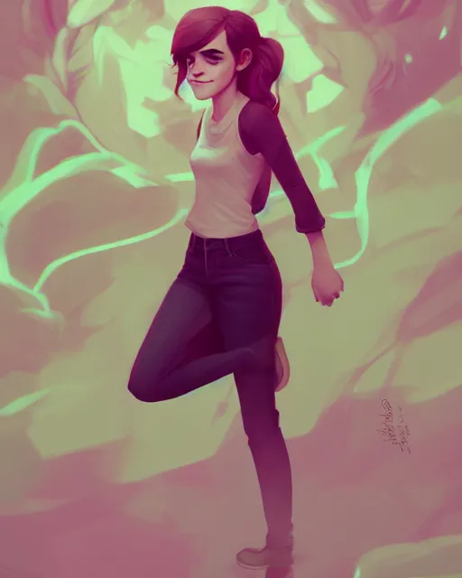 Image similar to beautiful full body Emma Watson smiling, art by lois van baarle and loish and ross tran and rossdraws and sam yang and samdoesarts and artgerm, digital art, highly detailed, intricate, sharp focus, Trending on Artstation HQ, deviantart, unreal engine 5, 4K UHD image