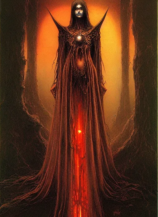 Prompt: majestic dark necromancer queen by Beksinski, Luis Royo