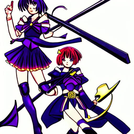 Image similar to new version of sailor saturn, full body, 9 0's anime style