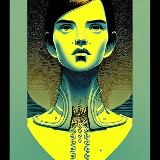 Prompt: portrait top light, by killian eng and joe fenton and martin deschambault and conrad roset, inspired by lungful hustle, yellow only, etching, fine, sharp high detail,