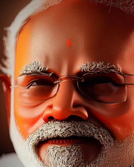 Image similar to A photo of Narendra Modi , highly detailed, trending on artstation, bokeh, 90mm, f/1.4