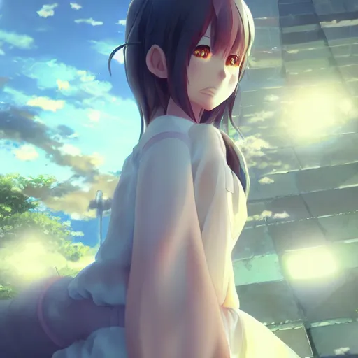 Image similar to anime art illustration cg very very beautiful cute girls doing cute things trending on artstation pixiv makoto shinkai super detailed eyes cinematic lighting perfect symmetry visual novel 8k octane render hyperrealisic masterpiece volumetric lighting