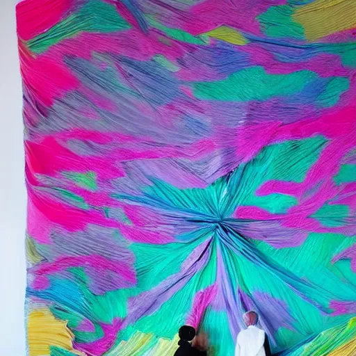 Prompt: a wedding backdrop that is made out of silk paper, an abstract sculpture by carol bove, trending on pinterest, interactive art, made of silk paper, maximalist, artwork, photograph by justin currie, tumblr contest winner, art brut, lighthearted, seapunk