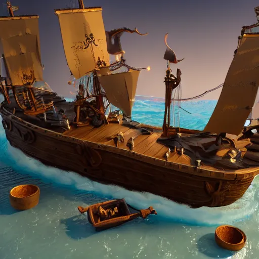 Prompt: pirate ship battle in a bath tub, highly detailed, cinematic lighting, render, fantasy