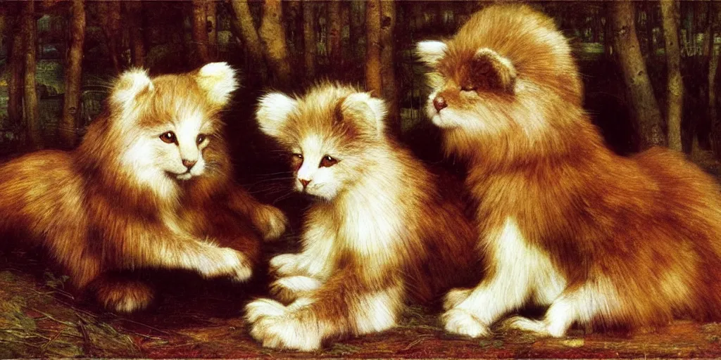 Image similar to 3 d precious moments plush animal, realistic fur, master painter and art style of john william waterhouse and caspar david friedrich and philipp otto runge