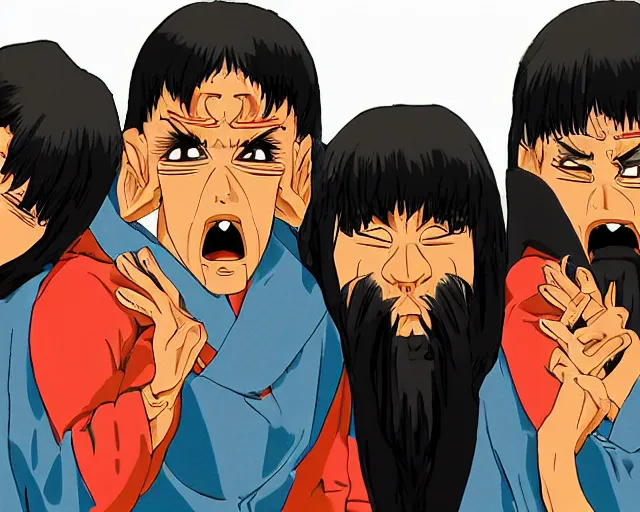 Prompt: three takunis, see no evil, hear no evil, and speak no evil