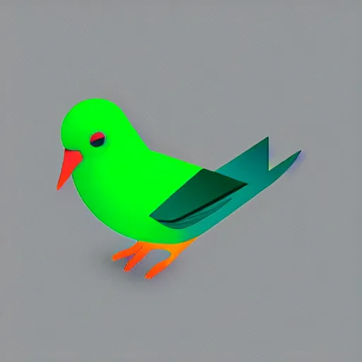 Image similar to isometric, vector, flat, a green dove, no depth, cgsociety, black background, volumetric lighting, digital art