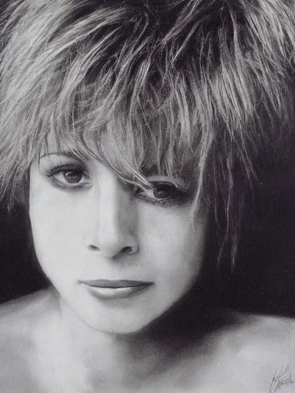 Prompt: portrait of a beautiful mylene farmer, 1 9 9 5 - 2 0 0 5, highly detailed, detailed face, smooth, sharp focus, fog, hd, pastel color