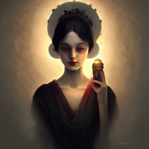 Image similar to A lamp with a lampshade designed by Tom Bagshaw