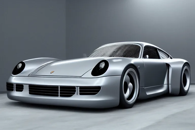 Prompt: porsche 9 5 9 concept car sitting on the side of the road, back to the future, a detailed matte painting by zack snyder, trending on cg society, auto - destructive art, vray tracing, unreal engine 5, reimagined by industrial light and magic