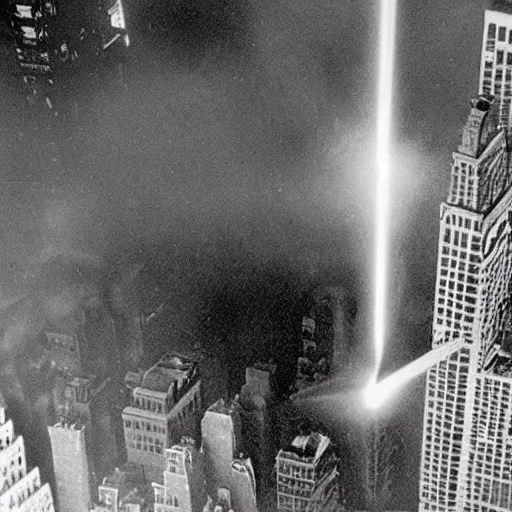 Image similar to laser beam blast destroys new york city 1 9 5 5, archive photo