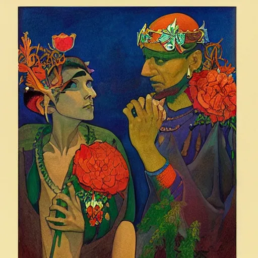 Image similar to the bone crown, by annie swynnerton and nicholas roerich and leo and diane dillon and ( diego rivera ), elaborate costume, flowers, iridescent beetles, rich color, dramatic cinematic lighting, smooth, sharp focus, extremely detailed