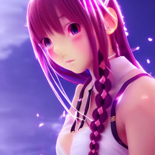 3d Rendering Anime Teenager Girl Purple Stock Illustration 1833439696