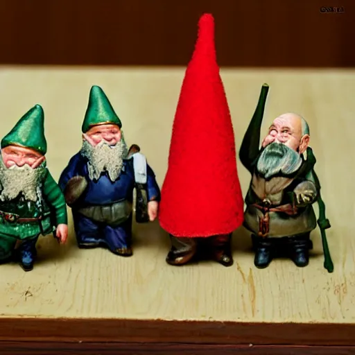 Prompt: Criminal Russia case of extortionist gnomes, Arkhangelsk, 1992