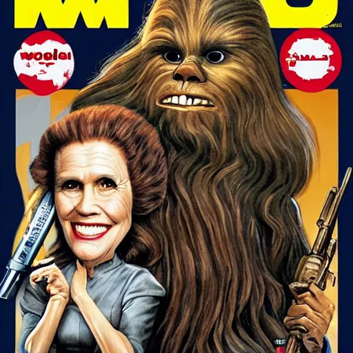 Image similar to mad magazine cover photo portrait caricature leia wookiee