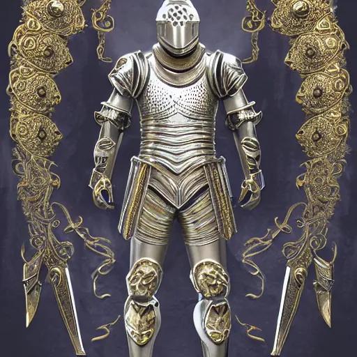 Prompt: knight in full shiny ivory armor standing, full body image, concept art, detailed digital artwork, symmetrical, highly detailed, highly accurate, deep aesthetic, 8 k, highly ornate intricate details, cinematic lighting, rich colors, ray tracing, hyperrealistic, photorealistic, cinematic landscape, trending on artstation,