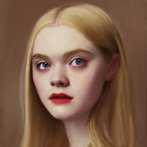 Image similar to Painting of Elle Fanning in pitch black water, only the top half of her face is visible, long blonde hair, delicate, pale milky white porcelain skin, by Edward Hopper. 8K. Extremely detailed.