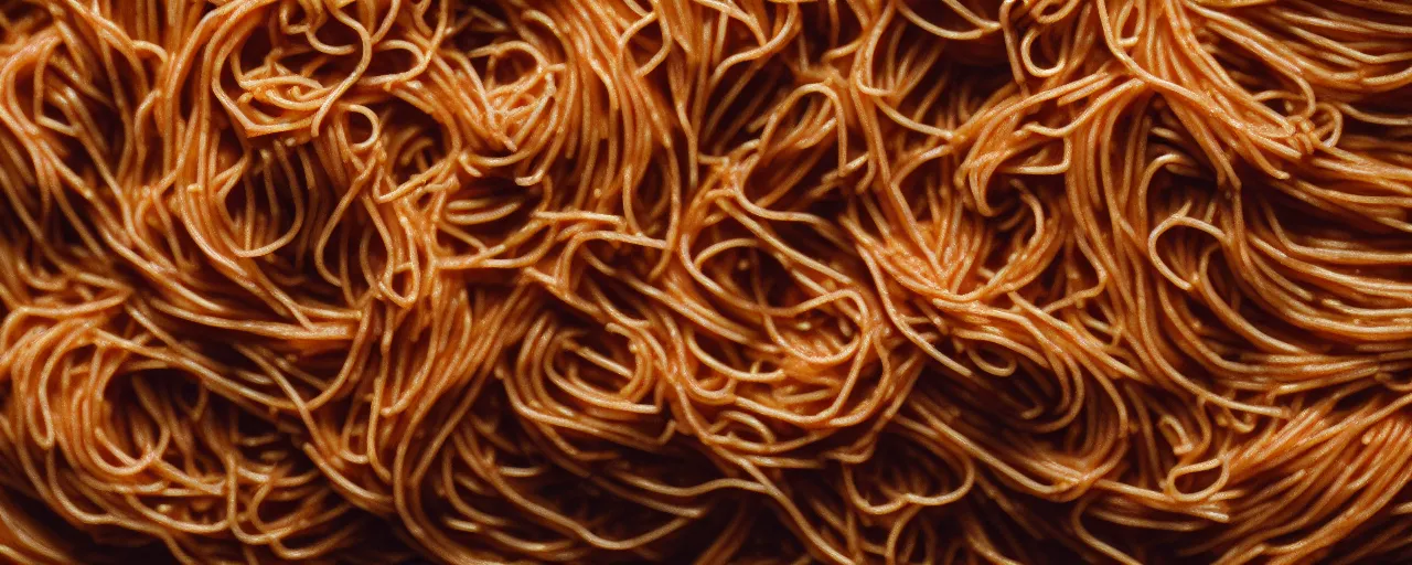 Image similar to macro shot of spaghetti, canon 1 0 0 mm, cinematic lighting, wes anderson film, kodachrome