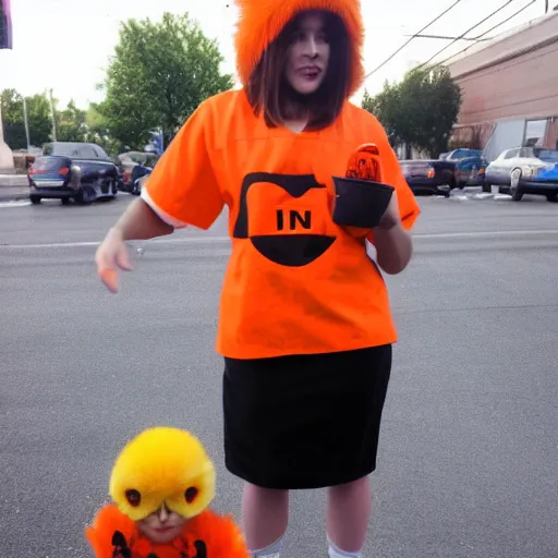 Image similar to cute chick dressed as an inmate, campau mike style